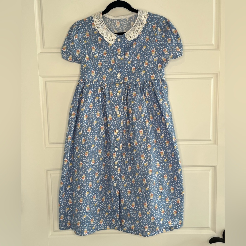 Handmade Vintage Girls 6-8 Prairie Alice in Wonderland Cottagecore Cotton Lace